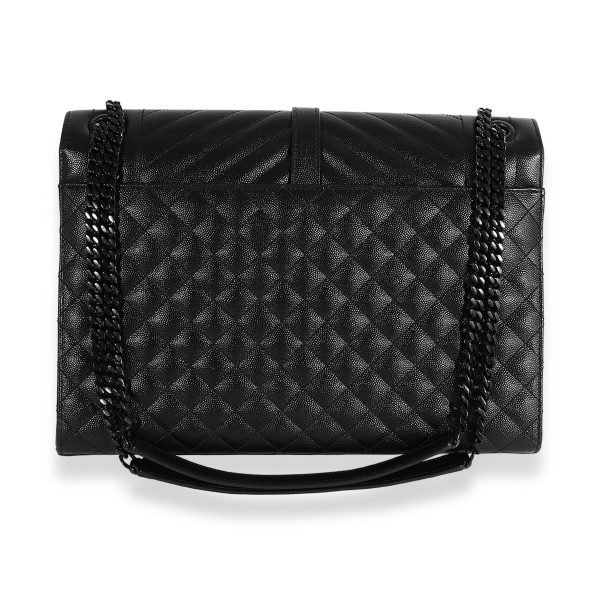 123942 pv dc861358 bd82 4a3a b962 5d524154c1f4 Saint Laurent So Black Grain De Poudre Mix Matelassé Large Envelope Flap Bag