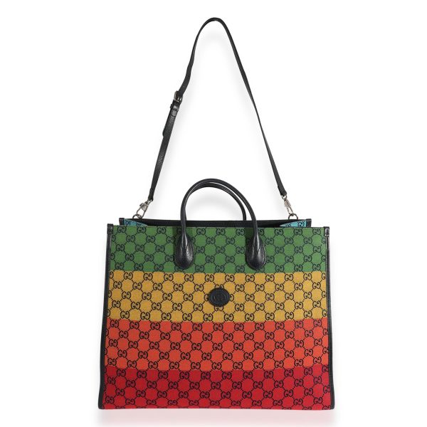 123957 clasp Gucci Rainbow GG Canvas Large Tote