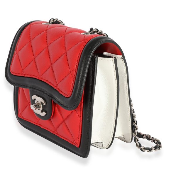 124001 sv Chanel Tricolor Quilted Lambskin Mini Graphic Flap Bag