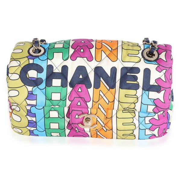 124011 fv Chanel Rainbow Logo Nylon Single Flap Bag