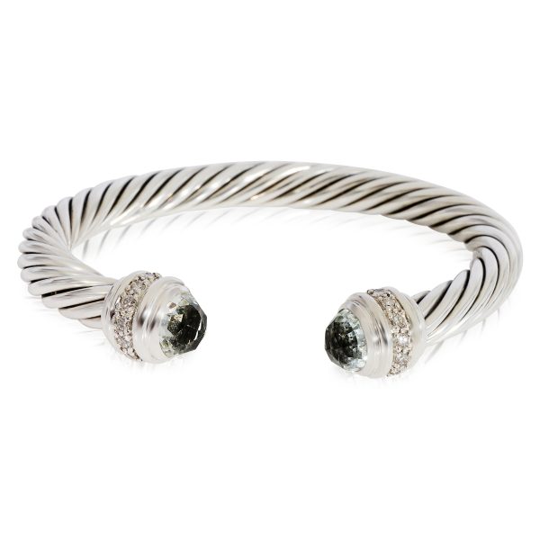 124018 fv David Yurman Cable Classic Prasiolite Diamond Bracelet in Sterling Silver