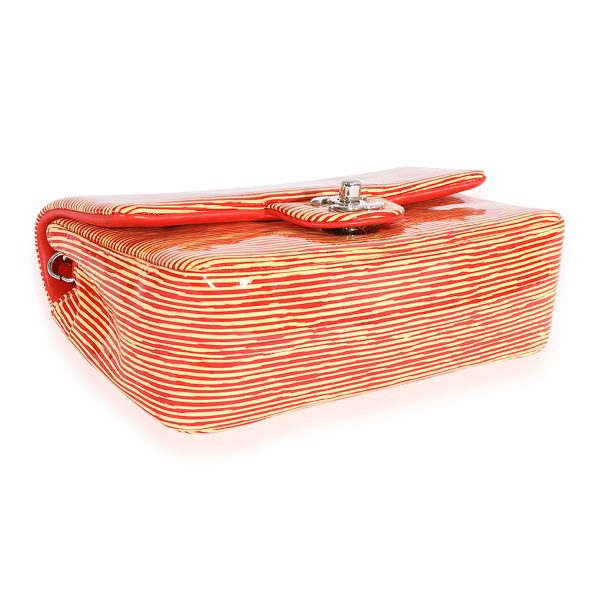 124021 clasp 83274271 19ac 4e5a 98fe 2a3aff35cb68 Chanel Red Striped Patent Mini Rectangular Classic Flap Bag