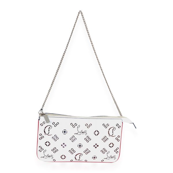 124022 ad1 Christian Louboutin White Perforated Leather Loubila Shoulder Bag