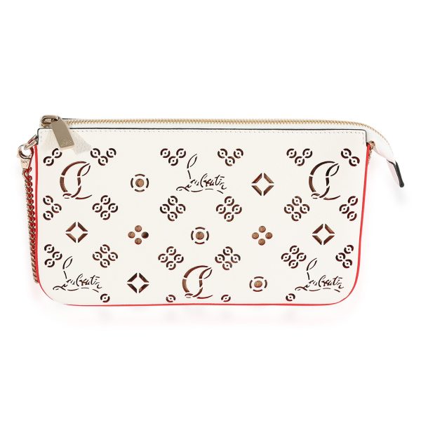 124022 fv Christian Louboutin White Perforated Leather Loubila Shoulder Bag