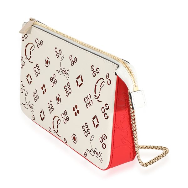 124022 sv Christian Louboutin White Perforated Leather Loubila Shoulder Bag