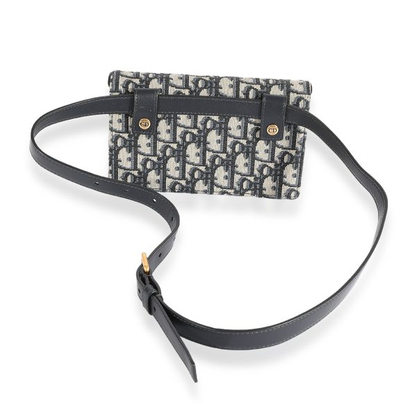 124028 pv Dior Blue Oblique Embroidery Saddle Belt Pouch