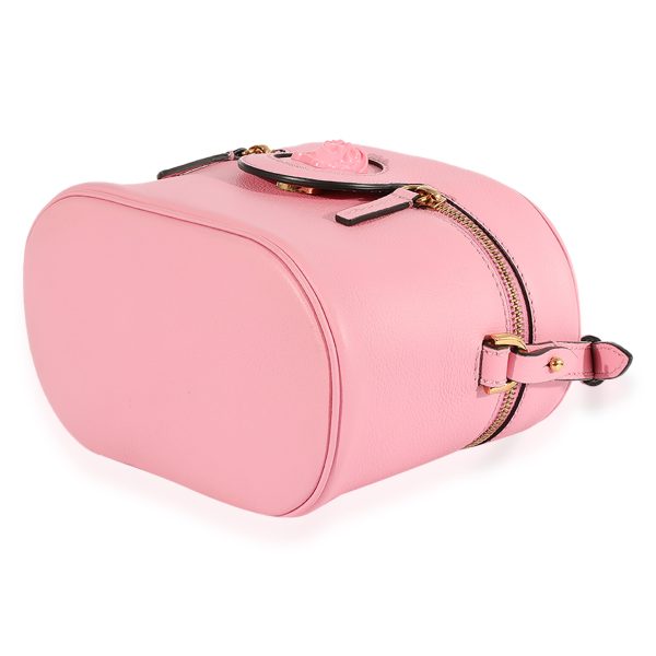 124069 box Versace Pink Grained Leather Medusa Vanity Top Handle Bag