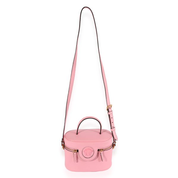 124069 bv Versace Pink Grained Leather Medusa Vanity Top Handle Bag