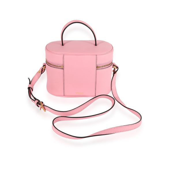 124069 pv Versace Pink Grained Leather Medusa Vanity Top Handle Bag