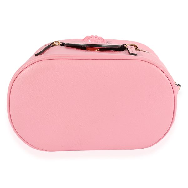 124069 stamp Versace Pink Grained Leather Medusa Vanity Top Handle Bag