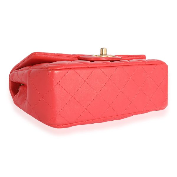 124077 clasp d0ba8d21 0bc7 4383 a660 194479d6dc8f Chanel Coral Quilted Lambskin Mini Rectangular Classic Flap Bag