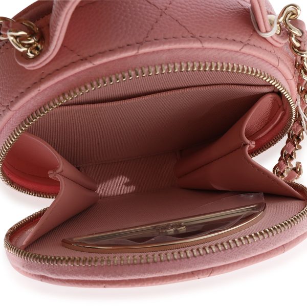 124140 av Chanel Pink Quilted Caviar Handle With Care Vanity Crossbody