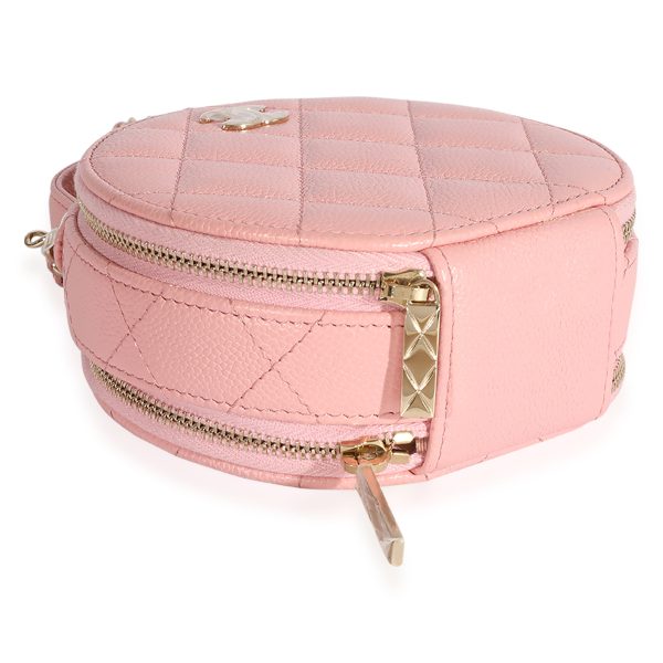 124140 box Chanel Pink Quilted Caviar Handle With Care Vanity Crossbody