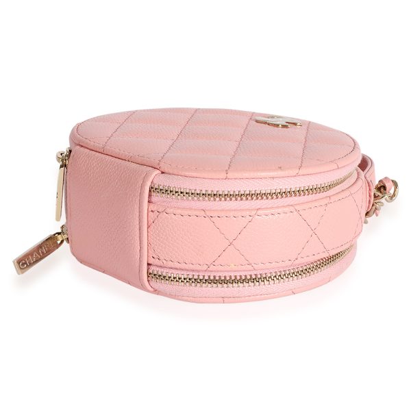 124140 clasp Chanel Pink Quilted Caviar Handle With Care Vanity Crossbody