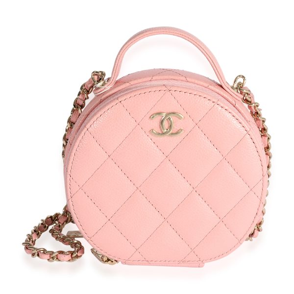 124140 fv Chanel Pink Quilted Caviar Handle With Care Vanity Crossbody