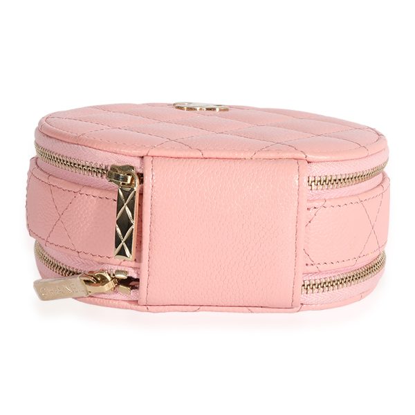 124140 stamp Chanel Pink Quilted Caviar Handle With Care Vanity Crossbody