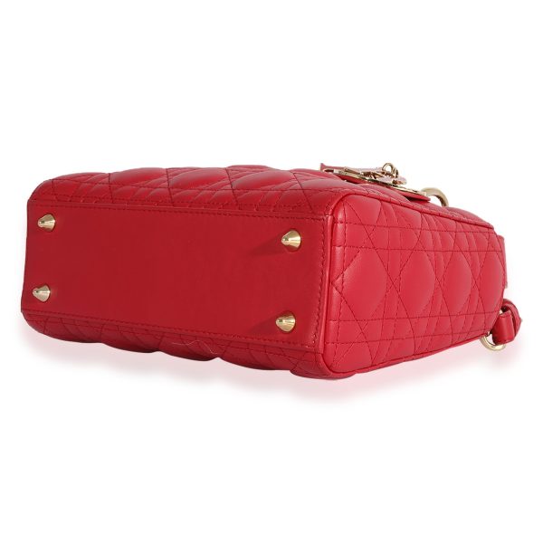 124165 box Dior Red Quilted Cannage Lambskin Small Lady Dior Bag