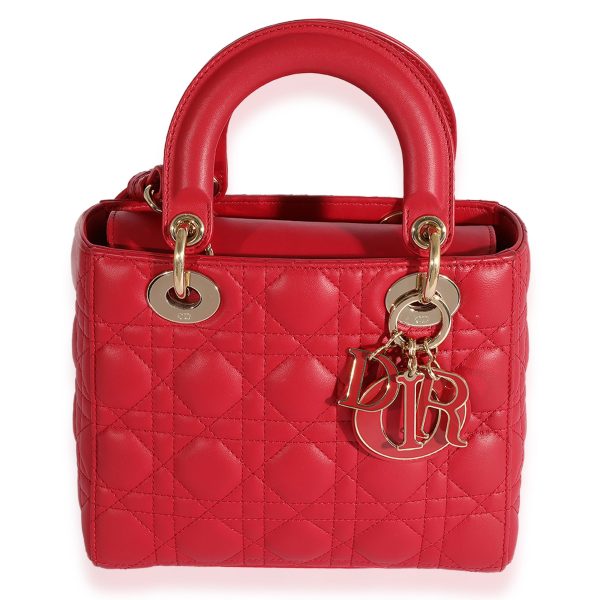 124165 fv Dior Red Quilted Cannage Lambskin Small Lady Dior Bag