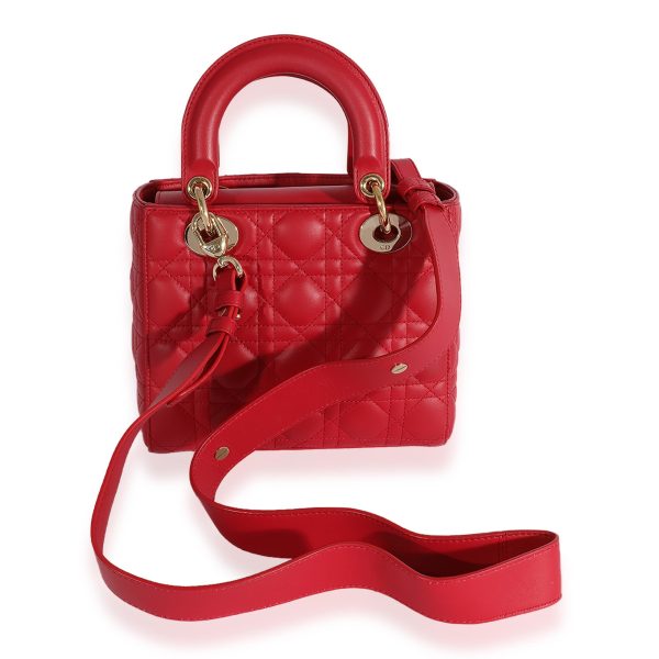 124165 pv Dior Red Quilted Cannage Lambskin Small Lady Dior Bag