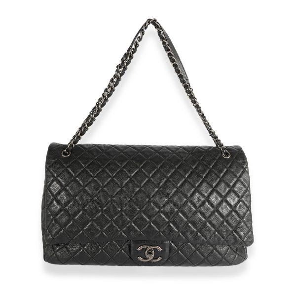 124170 fv Chanel Black Quilted Calfskin Chanel Airlines XXL Travel Flap Bag