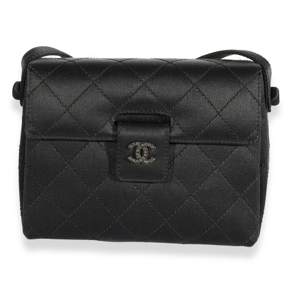 124210 fv Chanel Vintage Black Quilted Satin Evening Bag