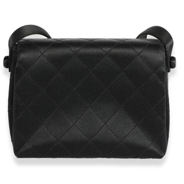 124210 pv Chanel Vintage Black Quilted Satin Evening Bag