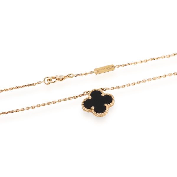 124215 clasp 45c97e6e ab09 44b5 ad93 deb2f8c8facb Van Cleef Arpels Vintage Alhambra Black Onyx Pendant in 18K Yellow Gold