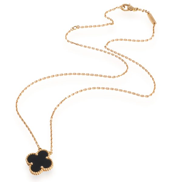 124215 pv a152c76b 4afd 4d5c b451 e5a125819309 Van Cleef Arpels Vintage Alhambra Black Onyx Pendant in 18K Yellow Gold