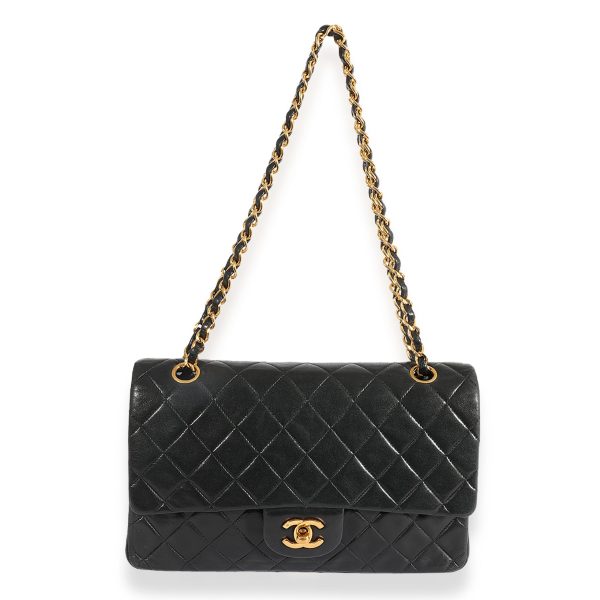 124260 bv Chanel Vintage Black Quilted Lambskin Medium Classic Double Flap Bag