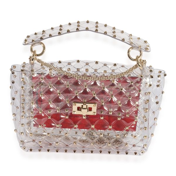 124348 fv afd505a3 e93b 4c50 ab92 f0ac5dbe05f1 Valentino Clear PVC Medium Rockstud Spike Bag