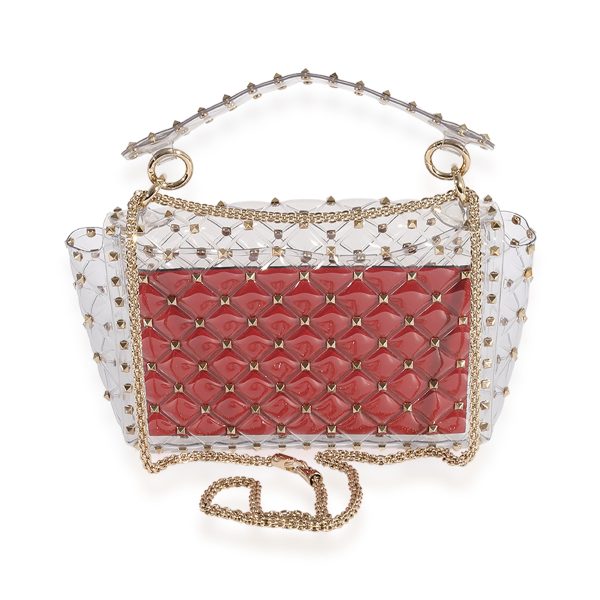 124348 pv ac4c30a3 7057 4193 8afd e3eda9d68df8 Valentino Clear PVC Medium Rockstud Spike Bag