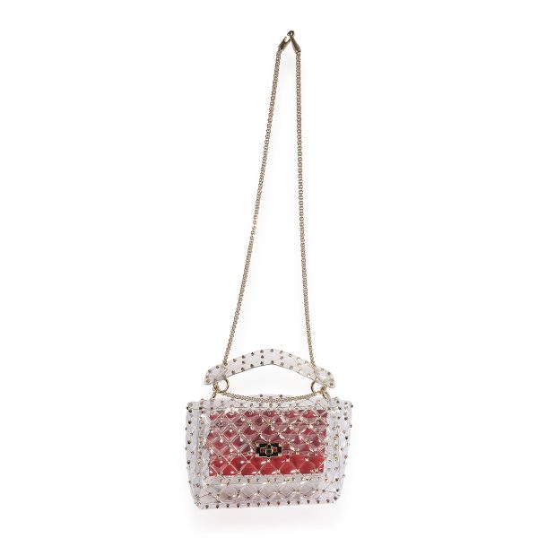 124348 stamp 08f5963e 56a8 4388 b43f ea754e383902 Valentino Clear PVC Medium Rockstud Spike Bag