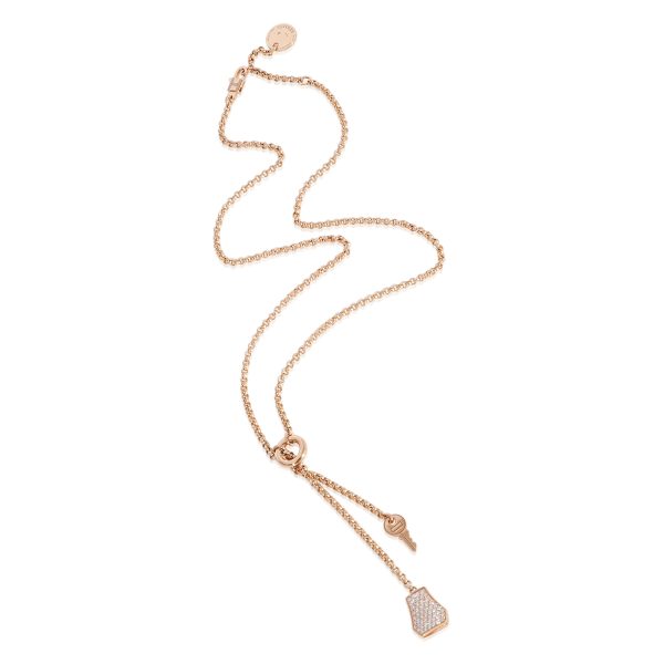 124416 av Hermes Kelly Clochette Necklace Small Model in 18K Rose Gold 053 CTW