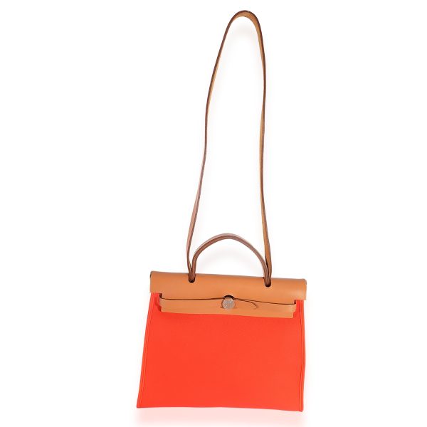 124480 av d202dcdb 999b 453e bd28 e931a6bbc2a9 Hermès Orange Toile Natural Vache Hunter Herbag Zip 31 PHW