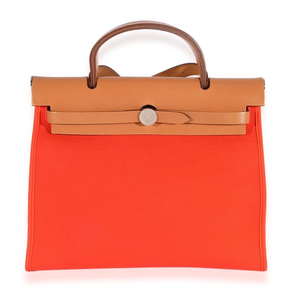 124480 fv 56535703 c0bc 4372 8023 490d4d0418c2 Hermès Orange Toile Natural Vache Hunter Herbag Zip 31 PHW