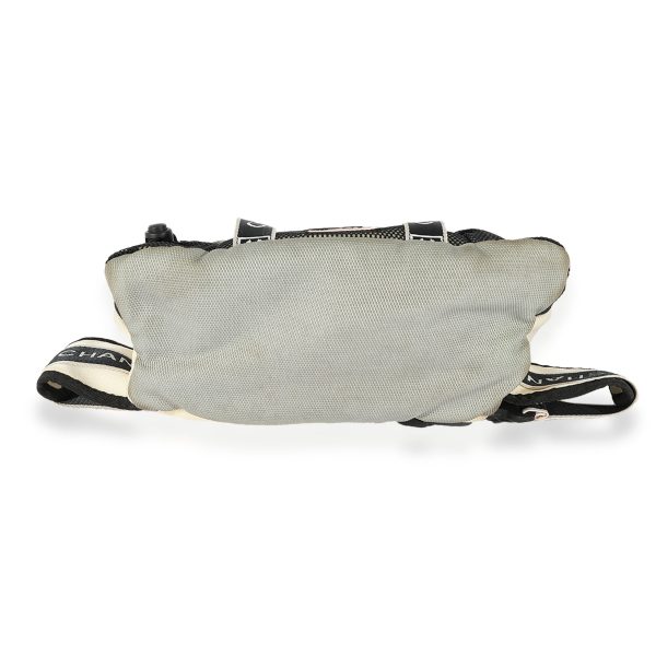 124486 stamp Chanel Sport Cream Gray Nylon and Mesh Waist Bag