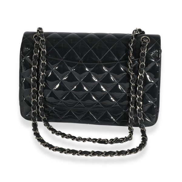 124489 pv 979171b1 7f20 4bf9 868b 3ebd77b9aaa1 Chanel Navy Quilted Patent Leather Jumbo Classic Double Flap Bag