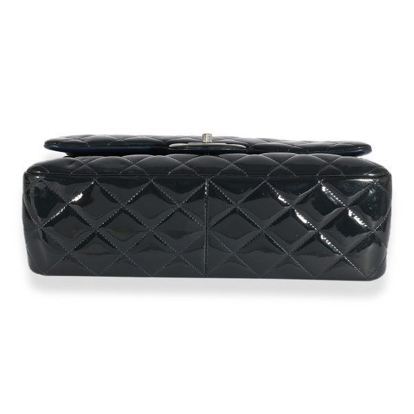 124489 stamp ad346352 ffaf 42cc 8d8e d3d84f9f399e Chanel Navy Quilted Patent Leather Jumbo Classic Double Flap Bag