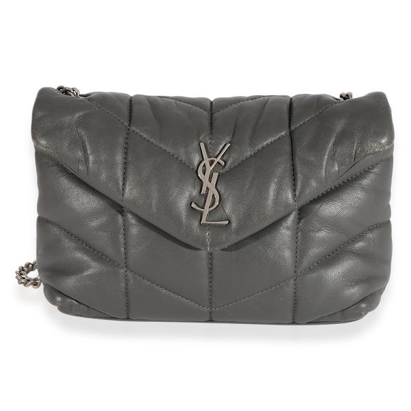 124513 fv 6d8f0338 8d00 4ce4 bcc9 987f2f03e7b9 Saint Laurent Gray Quilted Lambskin Loulou Puffer Toy Bag