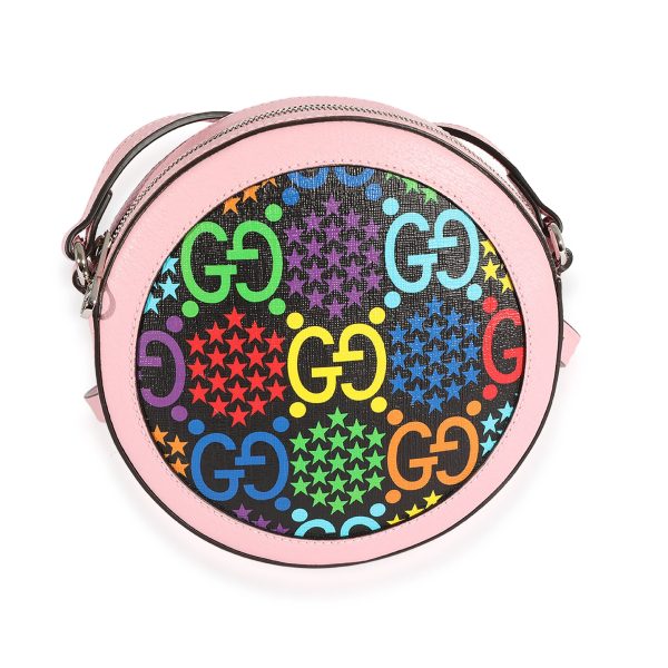 124562 fv Gucci Limited Edition Psychedelic Rainbow GG Supreme Canvas Round Crossbody