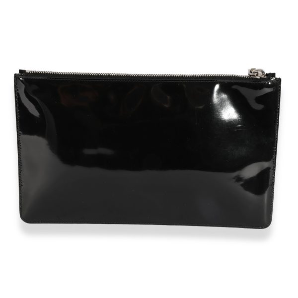 124573 pv Prada Black Patent Leather Grommet Zip Case