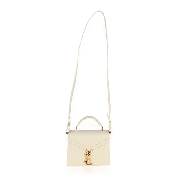 124583 av Saint Laurent Blanc Vintage Grain De Poudre Cassandra Mini Top Handle Bag