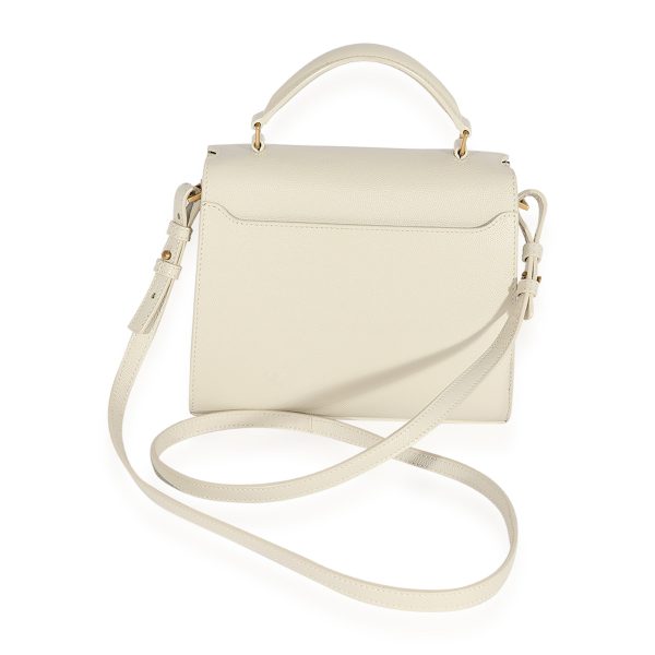 124583 pv Saint Laurent Blanc Vintage Grain De Poudre Cassandra Mini Top Handle Bag