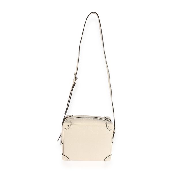 124693 ad1 Gucci White GG Embossed Perforated Calfskin Square Shoulder Bag