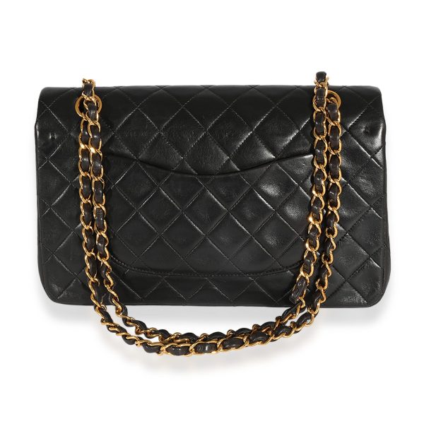 124704 pv Chanel Vintage Black Quilted Lambskin Classic Medium Double Flap