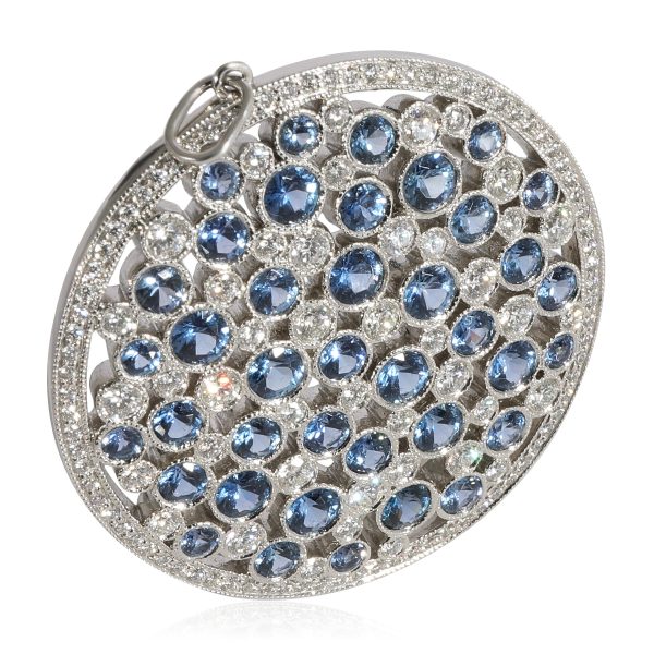 124815 fv Tiffany Co Cobblestone Sapphire Diamond Pendant in Platinum 091 ctw