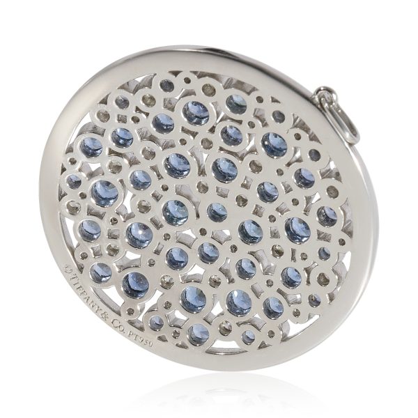 124815 pv Tiffany Co Cobblestone Sapphire Diamond Pendant in Platinum 091 ctw