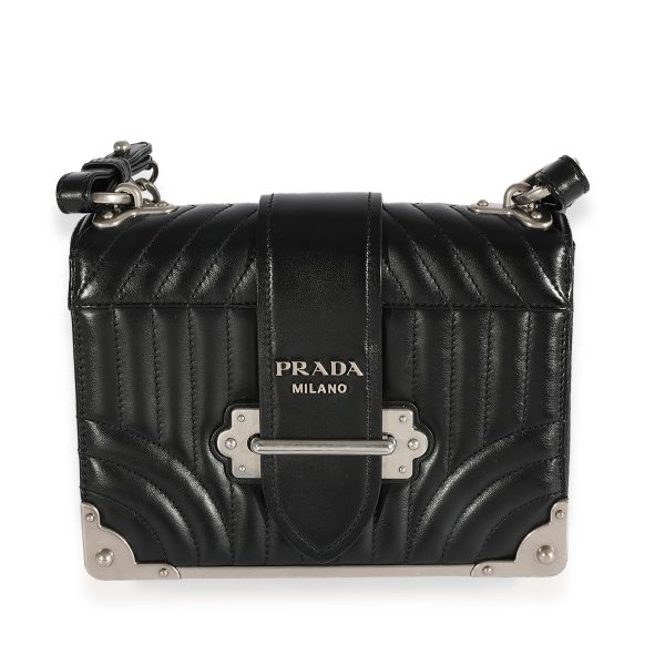 124844 fv b08ae57c 5954 4814 b602 76c5aabd1eb8 Prada Soft Calfskin Impunture Diagramme Cahier Crossbody Bag Black