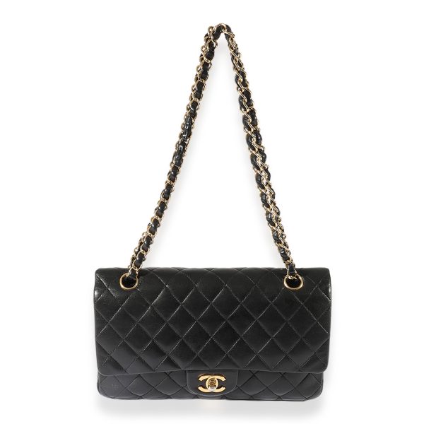 124845 ad2 Chanel Black Quilted Lambskin Medium Classic Double Flap Bag