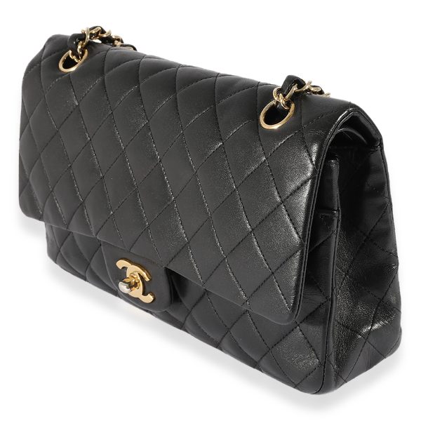 124845 clasp Chanel Black Quilted Lambskin Medium Classic Double Flap Bag